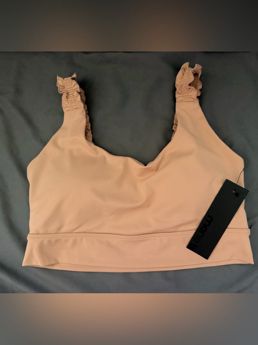 Mono B Nude Beige Ruffle-Strap Bralette